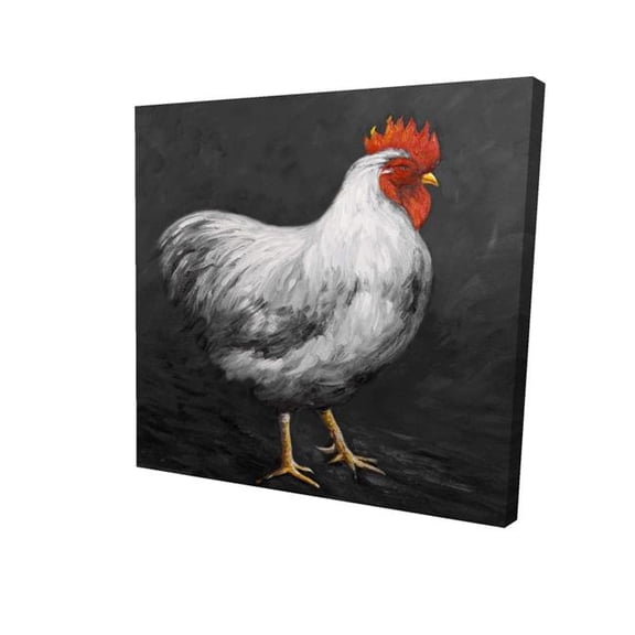 Begin Home Decor 24 x 24 in. Gray Rooster Canvas - White Farm Animals Wall Art Decor