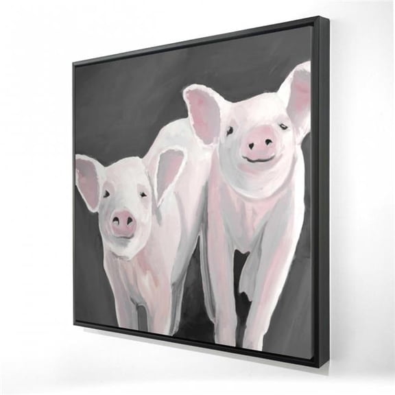 Begin Home Decor 2081-2424-AN420-1 24 x 24 in. Two Little Piglets Canvas - Rustic Gray Framed Home Decor