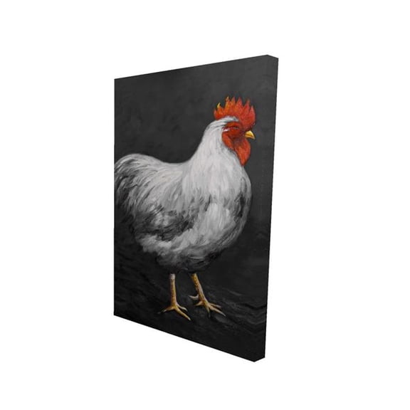 Begin Home Decor 24 x 36 in. Gray Rooster 2 - Black Feathers Canvas for Home Decor
