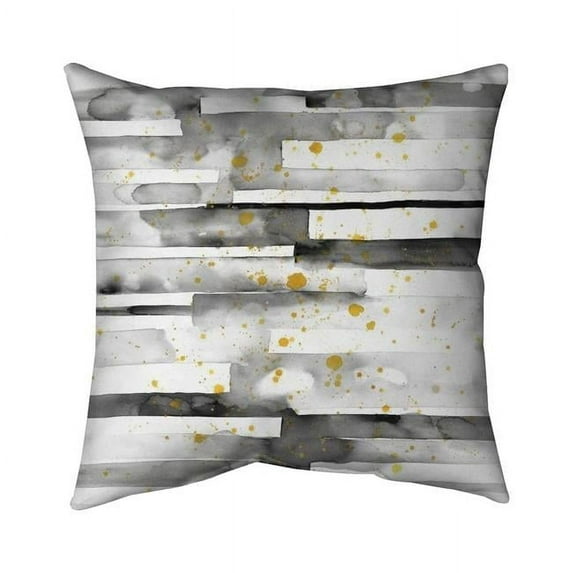 Begin Home Decor 5541-2626-AB93 26 x 26 in. Black Stripes with Gold Splash-Double Sided Print Indoor Pillow