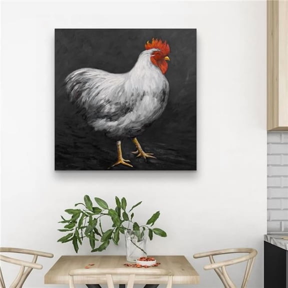Begin Home Decor 32 x 32 in. Gray Rooster 2 - Farmhouse Kitchen Canvas for Home Decor