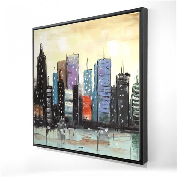 Begin Home Decor  36 x 36 in. Skyline on Abstract Cityscape - Contemporary Framed Canvas Decor