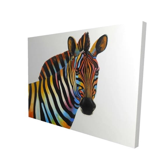 Begin Home Decor 36 x 48 in. Colorful Profile View of a Zebra - Illustrative Animals Canvas