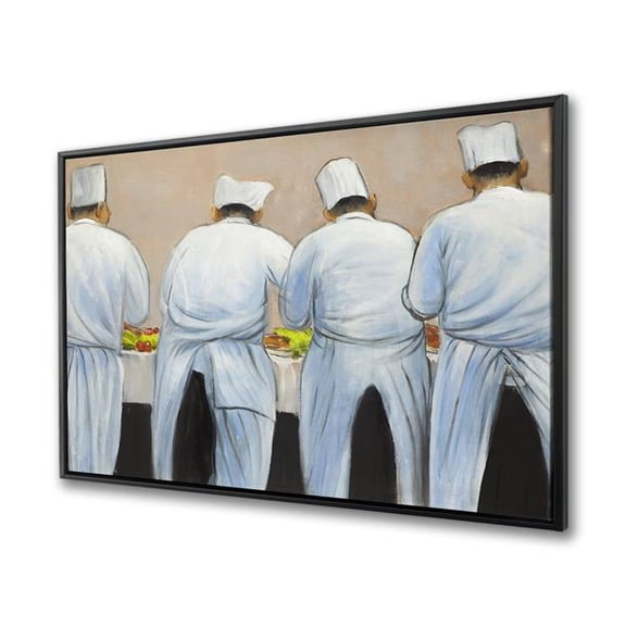 Begin Home Decor 36 x 48 in. Cooks Chefs Working Together - Contemporary Framed Canvas Decor