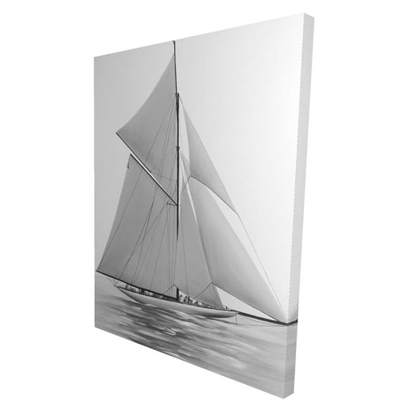 Begin Home Decor  36 x 48 in. Sailing Ship White Monochrome Canvas - Home Decor Wall Art