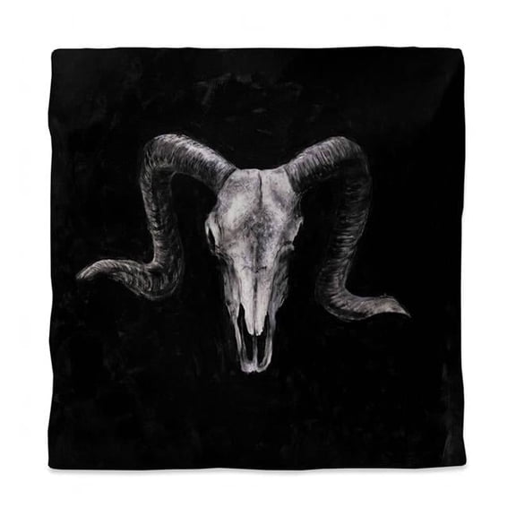 Begin Home Decor 3817-SWCQ-AN226 Rustic Ram Skull Queen Size Duvet Cover - Grunge Farm Animals Decor