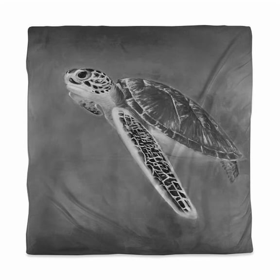 Begin Home Decor 3817-SWCQ-AN274-1 Queen Size Grayscale Sea Turtle Duvet Cover - Exotic Bedroom Decor