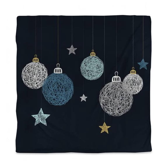 Begin Home Decor 3817-SWCQ-HO4 Christmas Ball Vector Blue Queen Size Duvet Cover - Holiday Home Decor