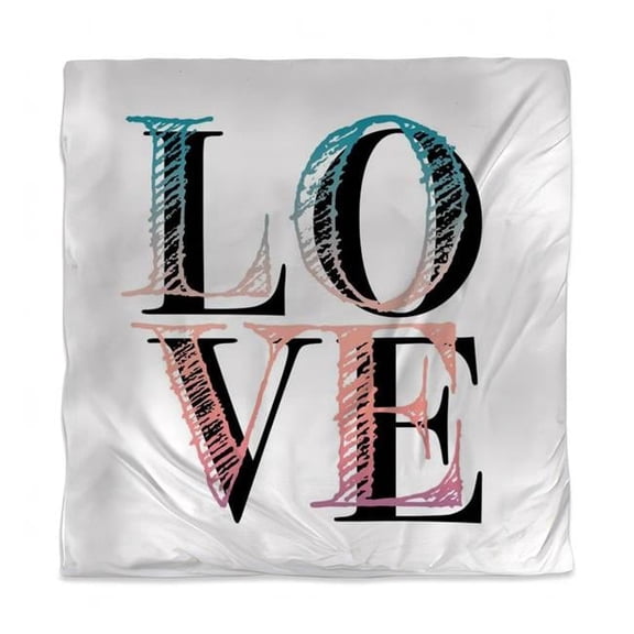 Begin Home Decor 3817-SWCQ-QU24-3 Colorful Love Pink Queen Size Duvet Cover - Vibrant Home Decor Accent