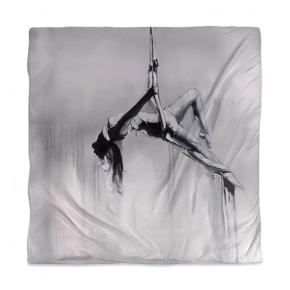 Begin Home Decor 3817-SWCQ-SP35 Queen Size Monochrome White Duvet Cover - Aerial Dancer Home Decor