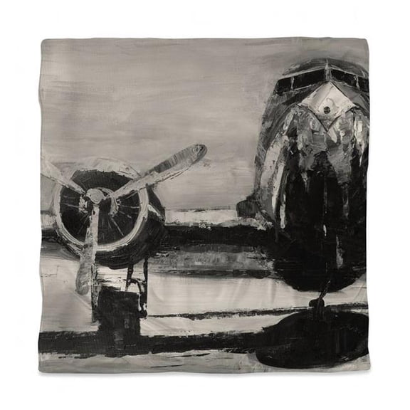 Begin Home Decor 3817-SWCQ-TR20-1-CR White Industrial Sepia Airplane Queen Size Duvet Cover - Bedroom Decor