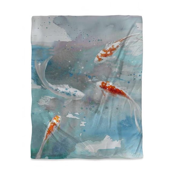 Begin Home Decor 3817-VWCT-AN48-1 Koi Fish in Blue Water Twin Size Duvet Cover - Asian Home Decor