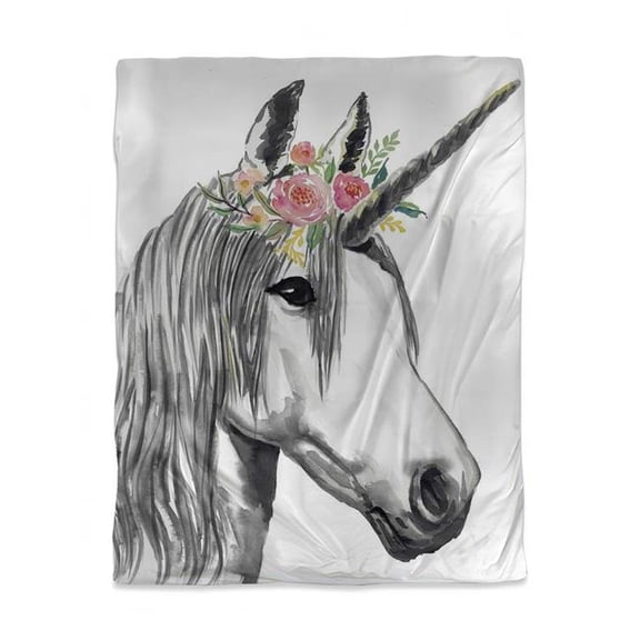 Begin Home Decor 3817-VWCT-CH11 White Twin Size Duvet Cover - Unicorn Bedroom Decor for Kids