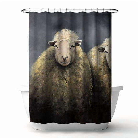 Begin Home Decor 4240-7174-AN212 71 x 74 in. Rustic Wool Sheep Shower Curtain - Farm Animal Home Decor