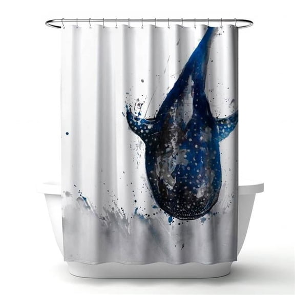 Begin Home Decor 4240-7174-AN246-1 71 x 74 in. Shark Whale Blue Shower Curtain - Marine Home Decor