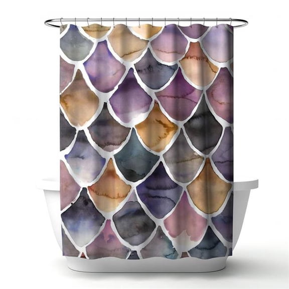 Begin Home Decor 4240-7174-PA6 71 x 74 in. Purple Mermaid Shower Curtain - Bedroom Decor Patterns