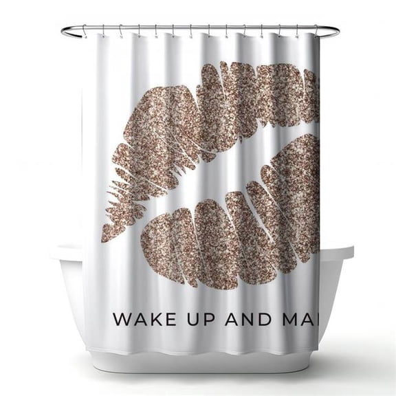 Begin Home Decor 4240-7174-QU44 71 x 74 in. Wake Up & Makeup Retro Fashion Shower Curtain - Home Decor