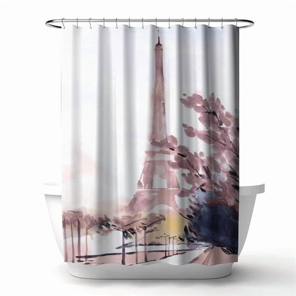 Begin Home Decor 4240-7174-ST54-1 71 x 74 in. Blue Romantic Paris Eiffel Shower Curtain - Home Decor