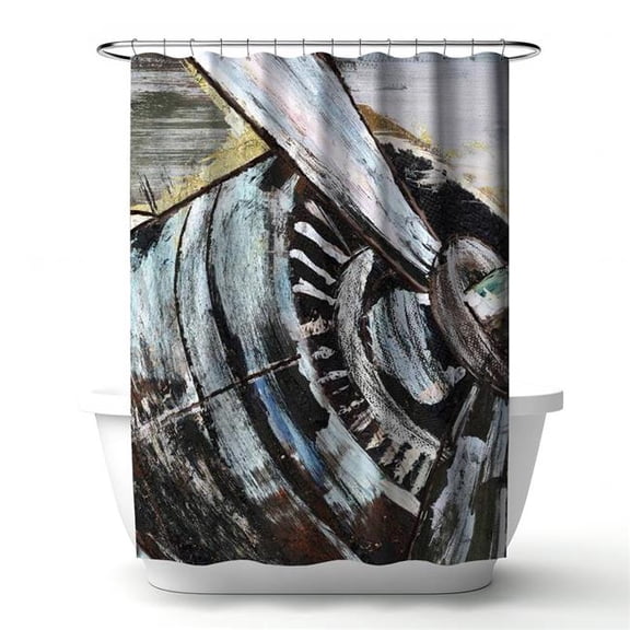 Begin Home Decor 4240-7174-TR1 71 x 74 in. Airplane Propeller Shower Curtain - Brown Industrial Aviation