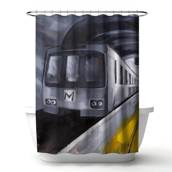 Begin Home Decor 4240-7174-TR26 71 x 74 in. Subway Train Shower Curtain - Contemporary Home Decor