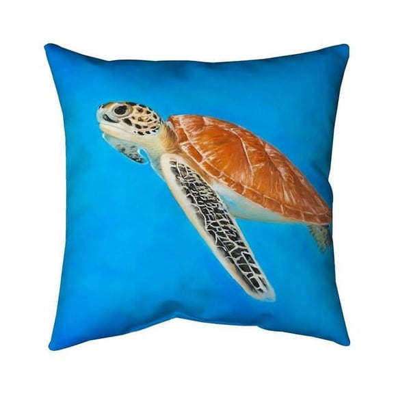 Begin Home Decor 5541-1616-AN274 16 x 16 in. Sea Turtle Pillow - Exotic Blue Aquatic Decor for Home