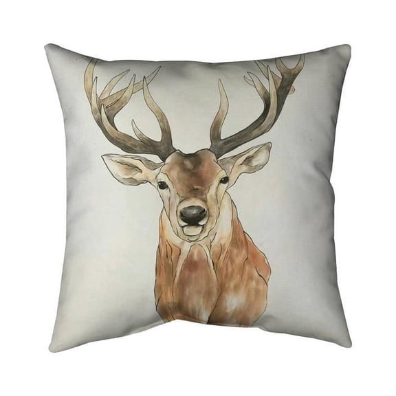 Begin Home Decor 5541-1616-AN343 16 x 16 in. Rustic Brown Pillow - Front Deer Portrait for Bedroom Decor