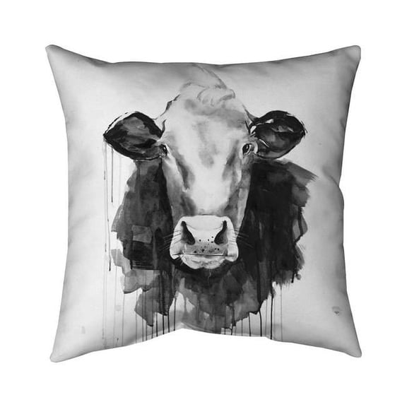 Begin Home Decor 5541-1616-AN370-1 16 x 16 in. Cow Farm Animal Pillow - Gray Decor for Home