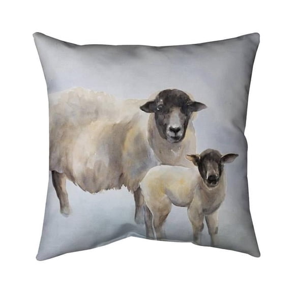 Begin Home Decor 5541-1616-AN385 16 x 16 in. Sheep & Baby Blue Pillow - Farm Animal Home Decor