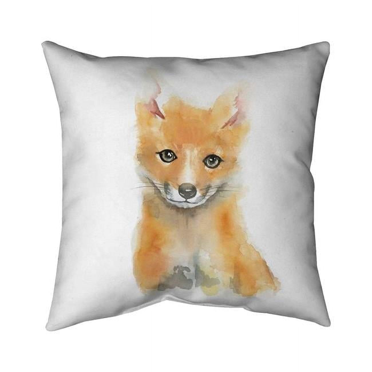 Begin Home Decor 5541-1616-AN426 16 x 16 in. Rustic Brown Pillow - Watercolor Baby Fox Home Decor