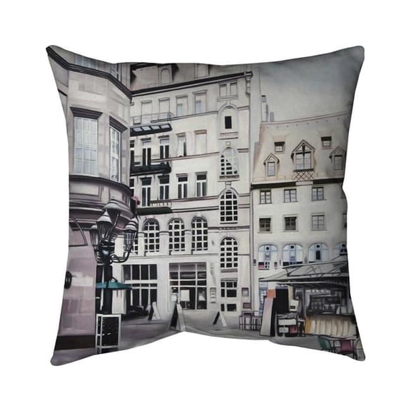 Begin Home Decor 5541-1616-AR6 16 x 16 in. White Bedroom Pillow - Street Scene in Germany Home Decor