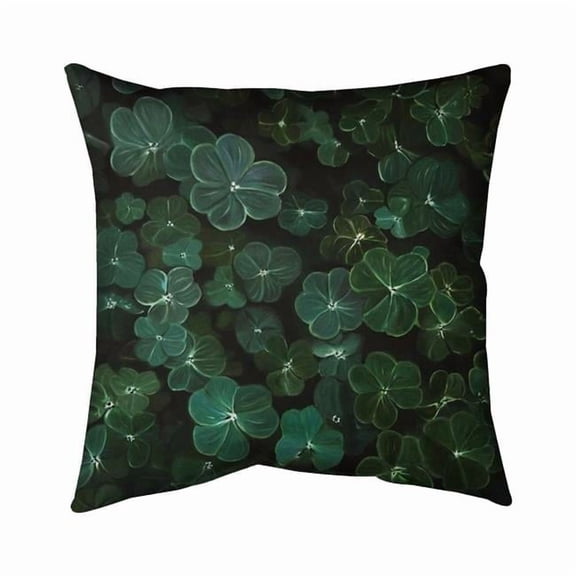 Begin Home Decor 5541-1616-FL363 16 x 16 in. Green Botanical Clover Pillow - Living Room Home Decor