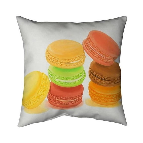 Begin Home Decor 5541-1616-GA65 16 x 16 in. Yellow Food Kitchen Pillow - Delicious Macaroons Home Decor