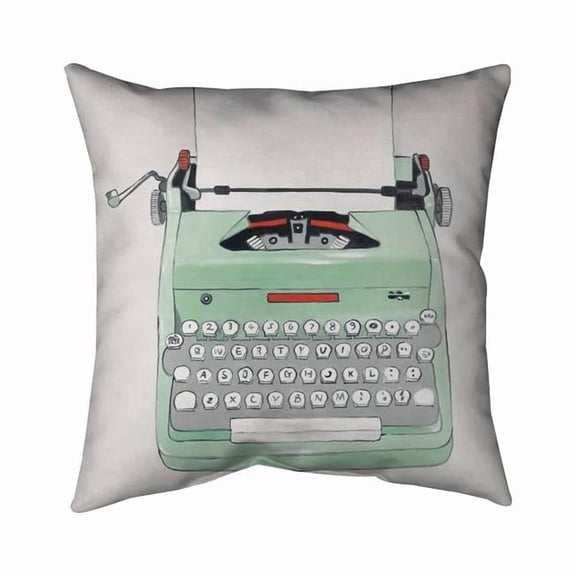Begin Home Decor 5541-1616-MI72-1 16 x 16 in. Neo Mint Office Pillow - Mint Typewriter Home Decor Pillow