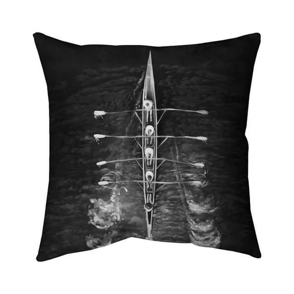 Begin Home Decor 5541-1616-SP43 16 x 16 in. Monochrome Hobbies Rowing Boat White Pillow - Home Decor