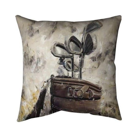 Begin Home Decor 5541-1616-SP76 16 x 16 in. Vintage Golf Bag & Sticks Pillow - Home Decor Sports Theme