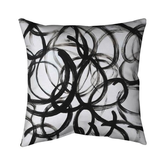 Begin Home Decor 5541-1818-AB32 18 x 18 in. Abstract Curly Lines Black Pattern Throw Pillow - Home Decor