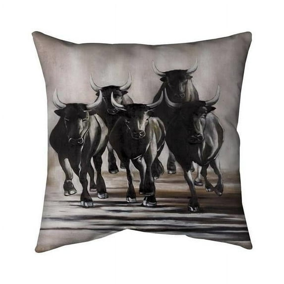 Begin Home Decor 5541-1818-AN111 18 x 18 in. Group of Running Bulls-Double Sided Print Indoor Pillow