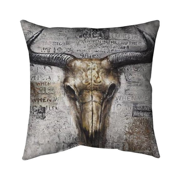 Begin Home Decor 5541-1818-AN142 18 x 18 in. Bull Skull with Typography-Double Sided Print Indoor Pillow