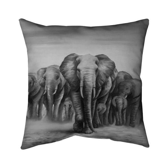 Begin Home Decor 5541-1818-AN202 18 x 18 in. Herd of Elephants-Double Sided Print Indoor Pillow