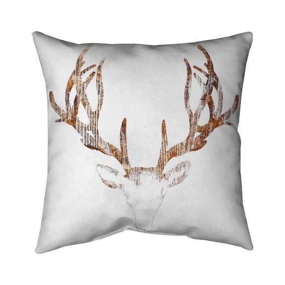 Begin Home Decor 5541-1818-AN235 18 x 18 in. Wood Looking Deer Head-Double Sided Print Indoor Pillow