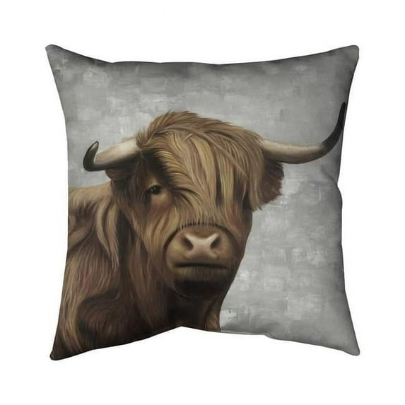 Begin Home Decor 5541-1818-AN315-2 18 x 18 in. Desaturated Highland Cattle-Double Sided Print Indoor Pillow