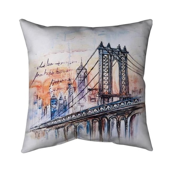 Begin Home Decor 5541-1818-CI122 18 x 18 in. Bridge Sketch-Double Sided Print Indoor Pillow