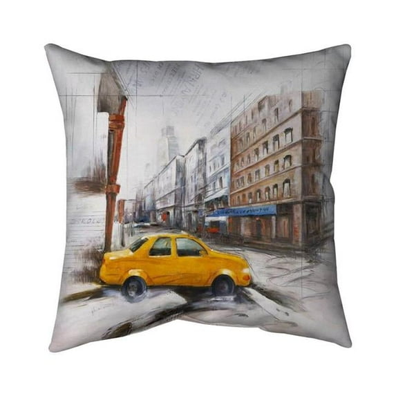 Begin Home Decor 5541-1818-CI197 18 x 18 in. Taxi in the Street Sketch-Double Sided Print Indoor Pillow