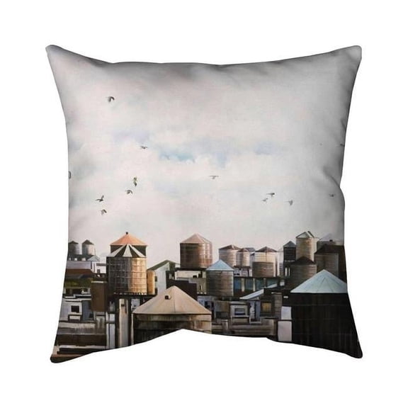 Begin Home Decor 5541-1818-CI266 18 x 18 in. Water Towers with Birds-Double Sided Print Indoor Pillow