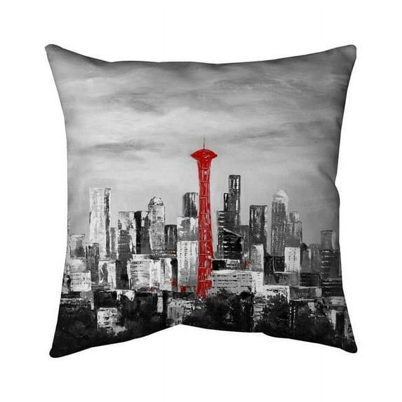 Begin Home Decor 5541-1818-CI271 18 x 18 in. Space Needle In Red-Double Sided Print Indoor Pillow