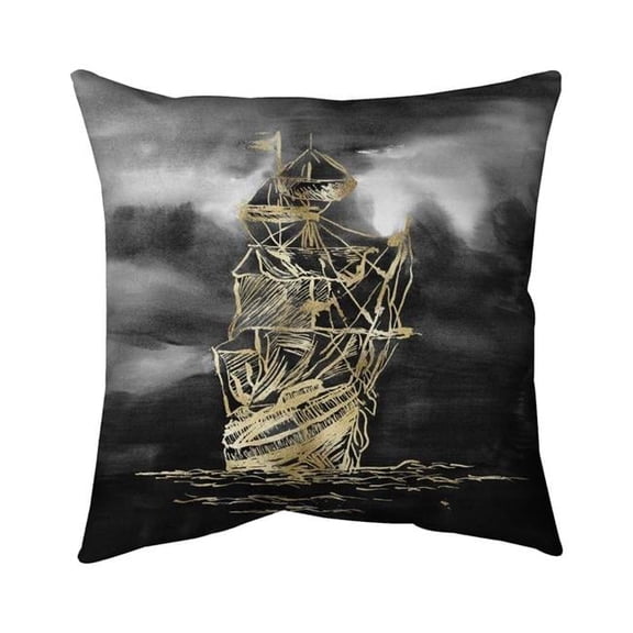 Begin Home Decor 5541-1818-CO97-1 18 x 18 in. Sailing Little Ship Illustration Gold-Double Sided Print Indoor Pillow