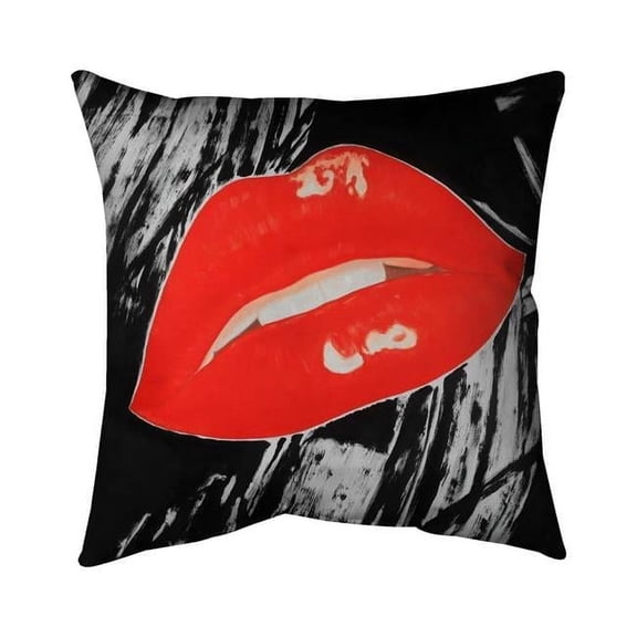 Begin Home Decor 5541-1818-FI56 18 x 18 in. Kissable Glossy Lips on A Black Background-Double Sided Print Indoor Pillow
