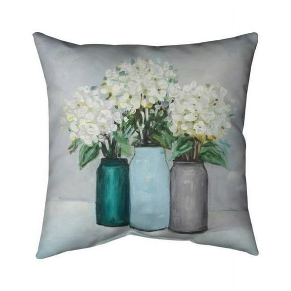 Begin Home Decor 5541-1818-FL117 18 x 18 in. Hydrangea Flowers In Blue Vases-Double Sided Print Indoor Pillow