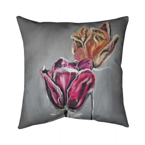 Begin Home Decor 5541-1818-FL341 18 x 18 in. Abstract Tulips-Double Sided Print Indoor Pillow