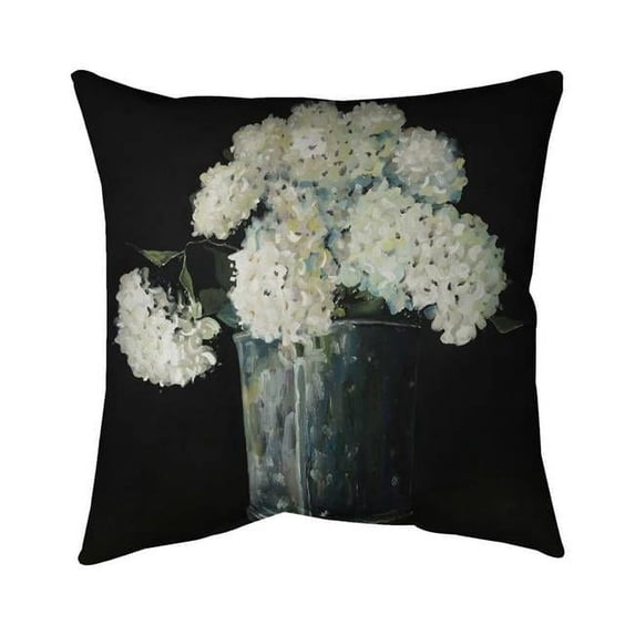 Begin Home Decor 5541-1818-FL358 18 x 18 in. White Hydrangea Flowers-Double Sided Print Indoor Pillow
